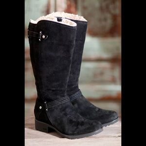 UGG Jillian Black Suede Riding Tall Boots